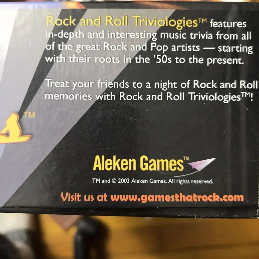 VTG Rock & Roll Triviologies Music Trivia Aleken Complete Board Game 2003